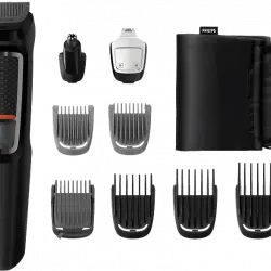 Afeitadora multifunción - Philips S3000 MG3740/15, Recortadora 9 en 1 , barba, cuepro y pelo, Uso seco, 120 min, Negro