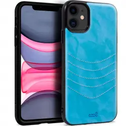 Cool Carcasa Leather Bordado Celeste para iPhone 11