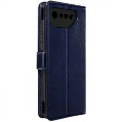 Funda Para Asus Rog Phone 7 Cuero Auténtico Tarjetero Soporte Vídeo Azul Oscuro