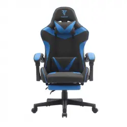 Tempest Shake Silla Gaming con Reposapiés y Masaje Negra/Azul Tela Transpirable