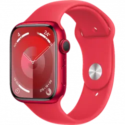 Apple Watch Series 9 (2023), GPS, 45 mm, Gesto de doble toque, Caja aluminio roja, Correa deportiva (PRODUCT)RED, Talla S/M