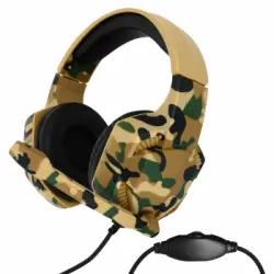 Auricular Gamer Micrófono Omnidireccional 3,5mm Sonido Estéreo Camuflaje Marrón