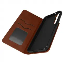 Avizar Funda Tarjetero Marrón con Soporte Vídeo Magnético para Samsung Galaxy S22 Plus