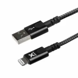 Cable Iphone Ipad Ipod Carga Y Sincronización Nylon Trenzado 1m Xtorm - Negro