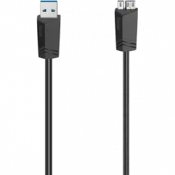 Cable USB - Hama 00200627, 1.5 m, 5000 MBit/s, Doble blindaje, USB/Micro-USB, 3.0, Negro