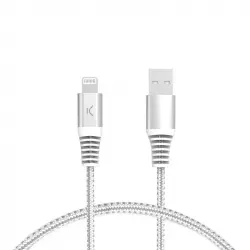 Ksix Cable de Carga Trenzado USB-A a Lightning 12W 1m Blanco