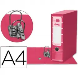 Liderpapel Archivador De Palanca A4 Filing System Forrado Sin Rado Lomo 80mm Rosa Con Caja Y Compresor Metálico