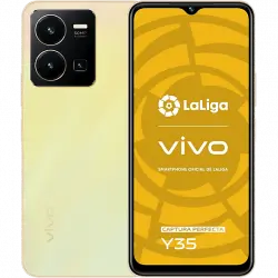 Móvil - vivo Y35, Dawn Gold, 256GB, 8GB, 6.58" Full HD+, Snapdragon 680, Triple cámara 50MP, 5000 mAh, Dual SIM, Android
