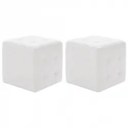 vidaXL Puf 2 unidades cuero sintético blanco 30x30x30 cm