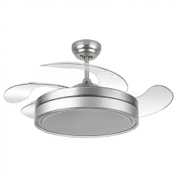 Fabrilamp Criador Ventilador de Techo con Luz LED Motor DC y Aspas Retráctiles Níquel