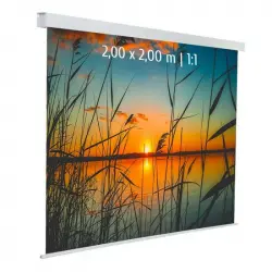 Kimex Pantalla de Proyección Eléctrica 2.00x2.00m Formato 1:1 Tela Blanca