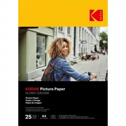 Kodak 9891266 25 Hojas Papel Fotográfico Brillante A4 230g/m2 Impresión Inkjet
