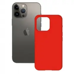 Ksix Funda Semirrígida Para Iphone 14 Pro Max, Antidesliz, Interior Microfibra, Compatible Carga Inalámbrica, Rojo, Pac