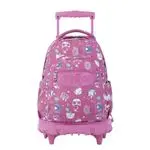 Mochila escolar con ruedas Totto Renglones Fiesta Gatitos rosa
