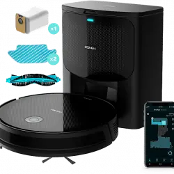 Robot friegasuelos - Cecotec Conga 2499 Ultra Home Titanium, 4en1, Incluye base autovaciado, 2100 Pa, 160 min, 3 L, Asistente virtual, Wi-Fi, Black