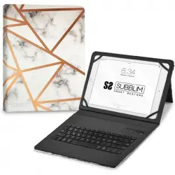 Subblim Keytab Pro Funda con Teclado Bluetooth Mármol Blanco para Tablet 9.6-11"