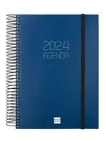 Agenda anual 2024 Finocam A5 Opaque E10 día por página Azul