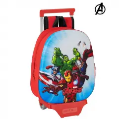 Mochila Escolar 3d Con Ruedas 705 The Avengers Rojo