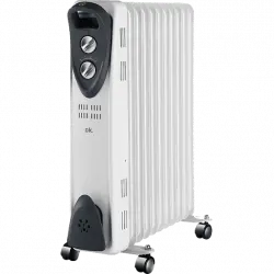 Radiador - OK ORO 1122524 ES, 2500 W, 3 niveles de calor, 11 elementos, Termostato regulable, Display LED, Blanco