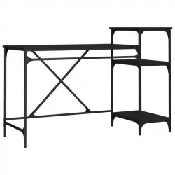 Vidaxl Escritorio Con Estantes Hierro Y Madera Negro 135x50x90 Cm