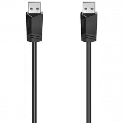 Cable USB - Hama 00200601, 1.5 m, De USB-A a USB-A, 2.0, 480 MBit/s, Doble protección, Negro