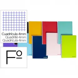 Liderpapel Pack 10 Folio Smart Tapa Blanda Cuadro 4mm con Margen Colores Surtidos 80 Hojas 60g