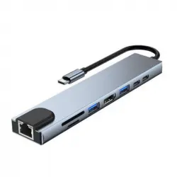 Smartek Adaptador Hub USB-C Multipuerto 8 en 1 con Carga Rápida