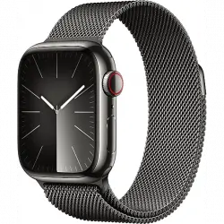 Apple Watch Series 9 (2023), GPS+CELL, 41 mm, Gesto de doble toque, Caja acero inoxidable grafito, Correa Milanese Loop grafito