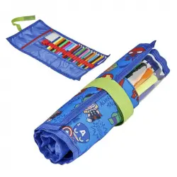 Estuche Escolar Con Accesorios The Avengers Azul (22 Pcs)
