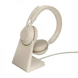 Jabra Evolve2 65 MS Auriculares Bluetooth Beige + Soporte de Carga