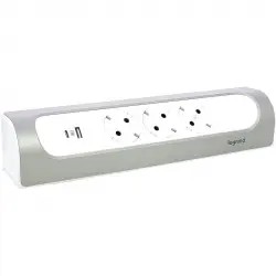 Legrand Regleta 3x Schuko/USB-A/USB-C 1m Blanco/Aluminio