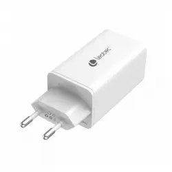 Leotec Cargador de Pared Gan 2xUSB-C PD/USB 2.0 65W Blanco