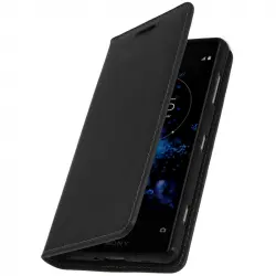 Avizar Funda de Cuero Negra para Sony Xperia XZ2 Compact