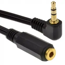 Cable Extensor Jack 3.5mm Macho/Hembra Acodado 2m Negro