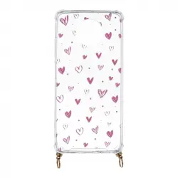 Funda Silicona Colgante Corazones Rosas Para Xiaomi Redmi Note 9t