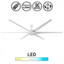 Ventilador Moncayo Blanco 30w Motor Dc 6 Velocidades Con Mando A Distancia Y Memoria