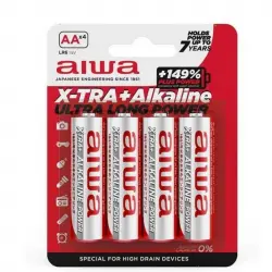 Aiwa X-TRA+Alcaline Pack de Pilas Alcalinas AA LR06 1.5V 4 Unidades
