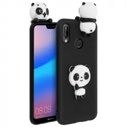 Avizar Funda de Silicona Negra Osito Panda para Huawei P20 Lite
