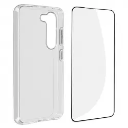 BigBen Carcasa de Silicona Flexible Transparente + Cristal Templado 9H para Samsung Galaxy S23 Plus