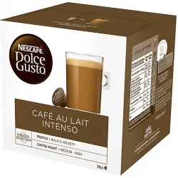 Cápsulas monodosis - Nescafé Dolce Gusto café con leche intenso, pack de 16 cápsulas para tazas