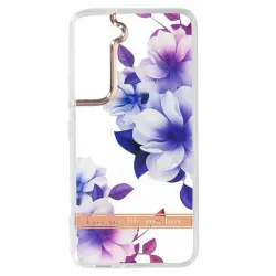 Carcasa Samsung Galaxy S22 Dorso Rígido Contorno Silicona Diseño Flores Violetas