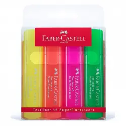 Faber Castell Textliner 46 Caja 4 Marcadores Fluorescentes Colores Surtidos