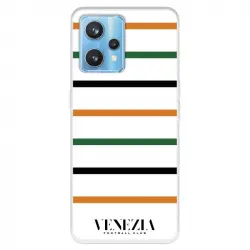 Funda Para Realme 9 Pro+ Del Venezia Football Club Fondo Blanco Rayas - Licencia Oficial Venezia Football Club