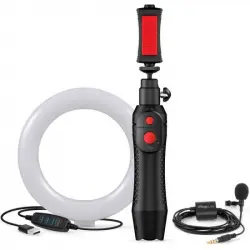 IK Multimedia Creator Bundle con iRig Mic Lav + iKlip Grip Pro y Lámpara Led de 6"