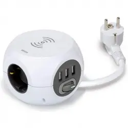 Simon CombiBall Base 3 Tomas + 3 USB + Carga Inalámbrica 1.4m