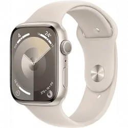 Apple Watch Series 9 (2023), GPS, 45 mm, Gesto de doble toque, Caja aluminio blanco estrella, Correa deportiva Talla S/M