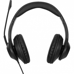 Auriculares - Targus AEH102GL, Micrófono integrado, Sonido estéreo, Cancelación de ruido, Con cable, Negro