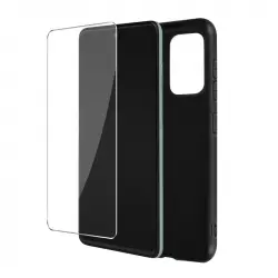 Carcasa Samsung A52 / A52s Flexible Negra Cristal Templado 9h Transparente