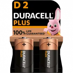 Pilas D - Duracell Plus D, 2 Unidades, 1.5 V LR20/ MN1300, Negro