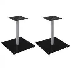 Soportes De Altavoces 2 Uds Vidrio Templado Plata Negro 1 Pilar Vidaxl
